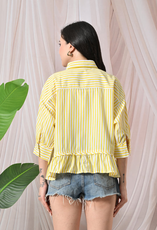 Yellow Ruffled Stripe Shirt