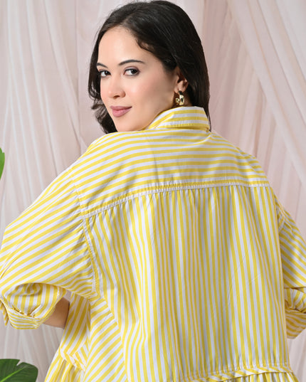 Yellow Ruffled Stripe Shirt