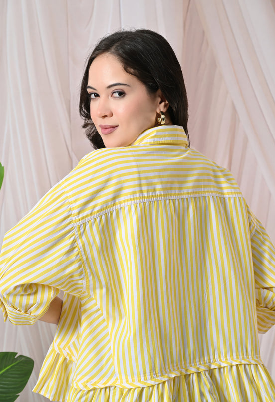 Yellow Ruffled Stripe Shirt