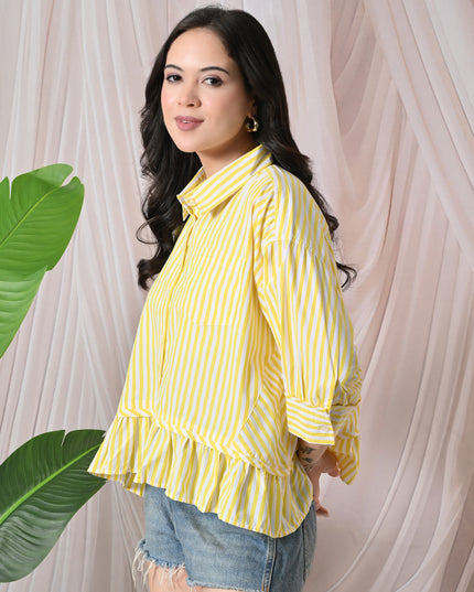 Yellow Ruffled Stripe Shirt