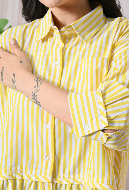 Yellow Ruffled Stripe Shirt