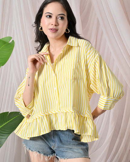 Yellow Ruffled Stripe Shirt