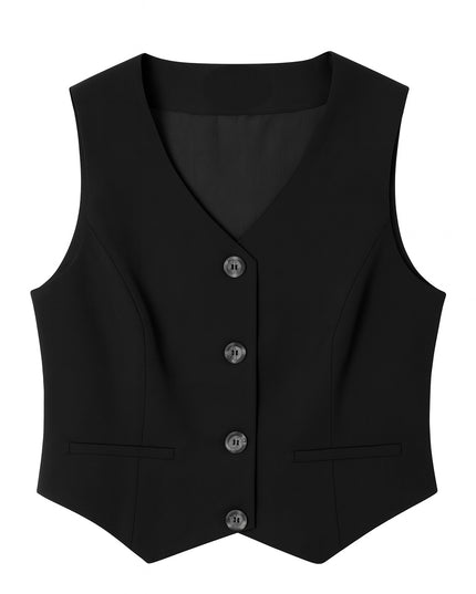 Women’s Black V-Neck Waistcoat with Trousers