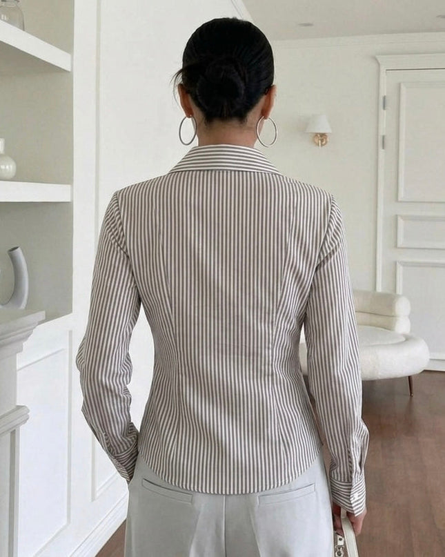 Brown Striped Tailored Fit Shirt MYMASHA