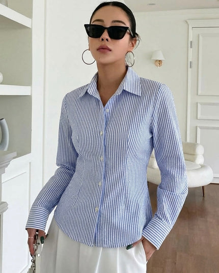 Blue Striped Tailored Fit Shirt
