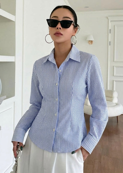 Blue Striped Tailored Fit Shirt
