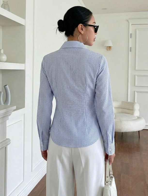 Blue Striped Tailored Fit Shirt