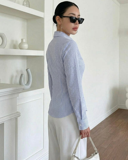 Blue Striped Tailored Fit Shirt