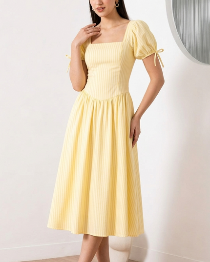 Yellow Stripe  Maxi  Dress