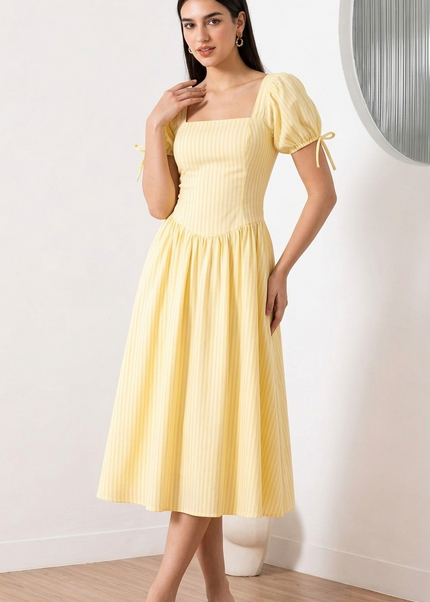 Yellow Stripe  Maxi  Dress