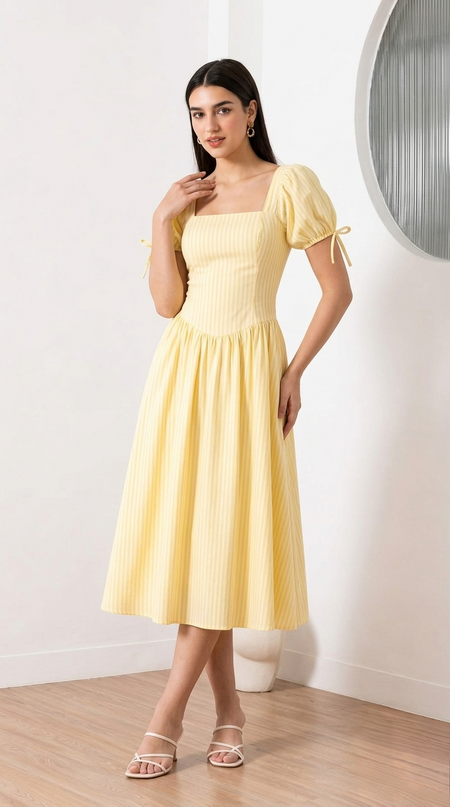 Yellow Stripe  Maxi  Dress