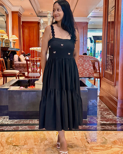 Black Scalloped Embroidered Maxi Dress