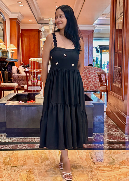 Black Scalloped Embroidered Maxi Dress