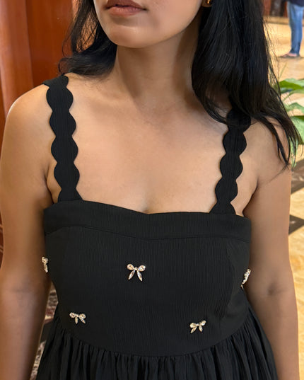 Black Scalloped Embroidered Maxi Dress