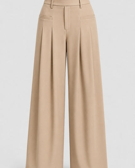 Pleated Trousers: Beige