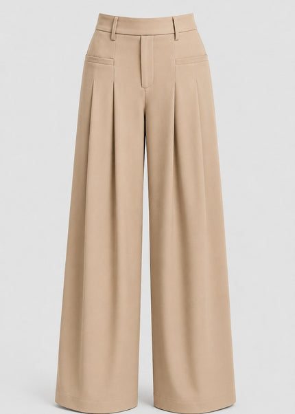 Pleated Trousers: Beige