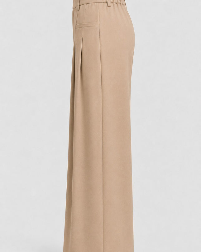 Pleated Trousers: Beige