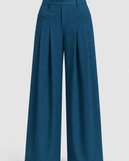 Pleated Trousers: Teal Blue
