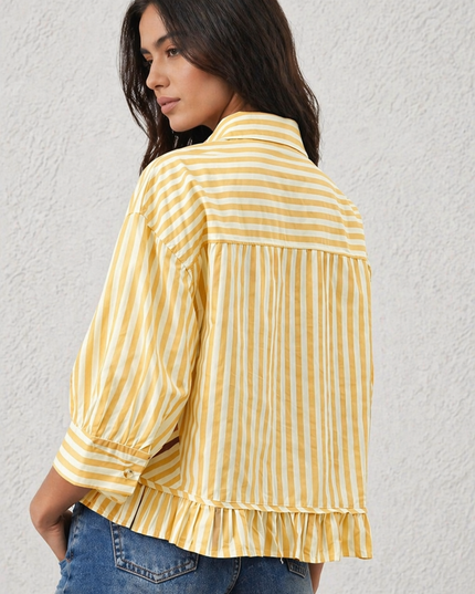 Yellow Ruffled Stripe Shirt