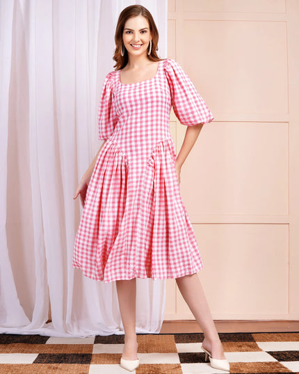 Pink Gigi Check Dress