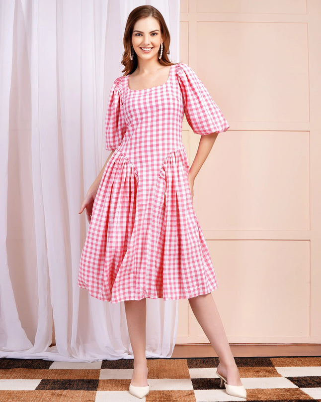 Pink Gigi Check Dress
