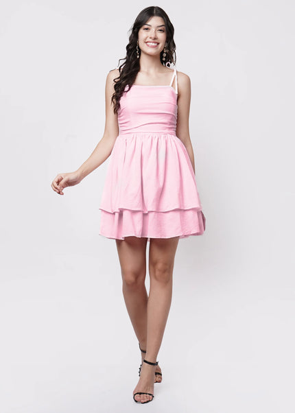 Pink Smoked Mini Dress