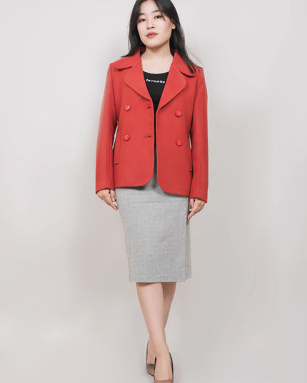Women’s Scarlet Double-Breasted Short Coat