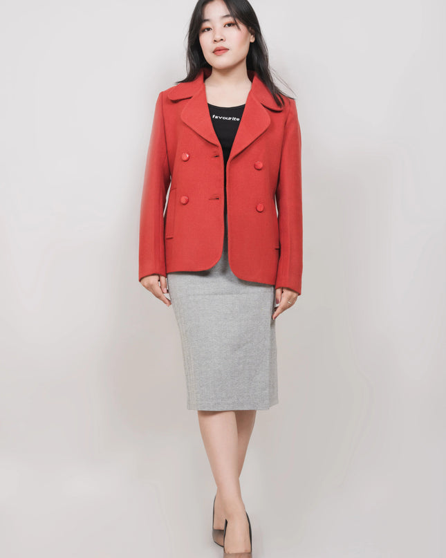 Women’s Scarlet Double-Breasted Short Coat MYMASHA