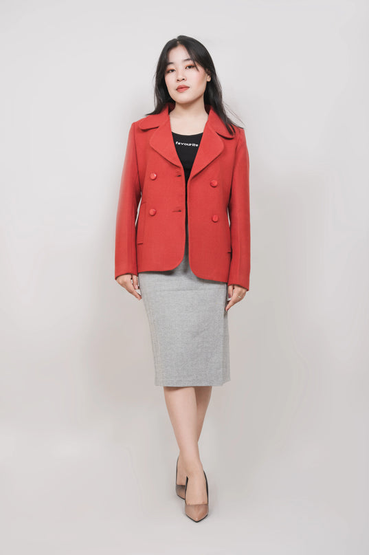 Women’s Scarlet Double-Breasted Short Coat