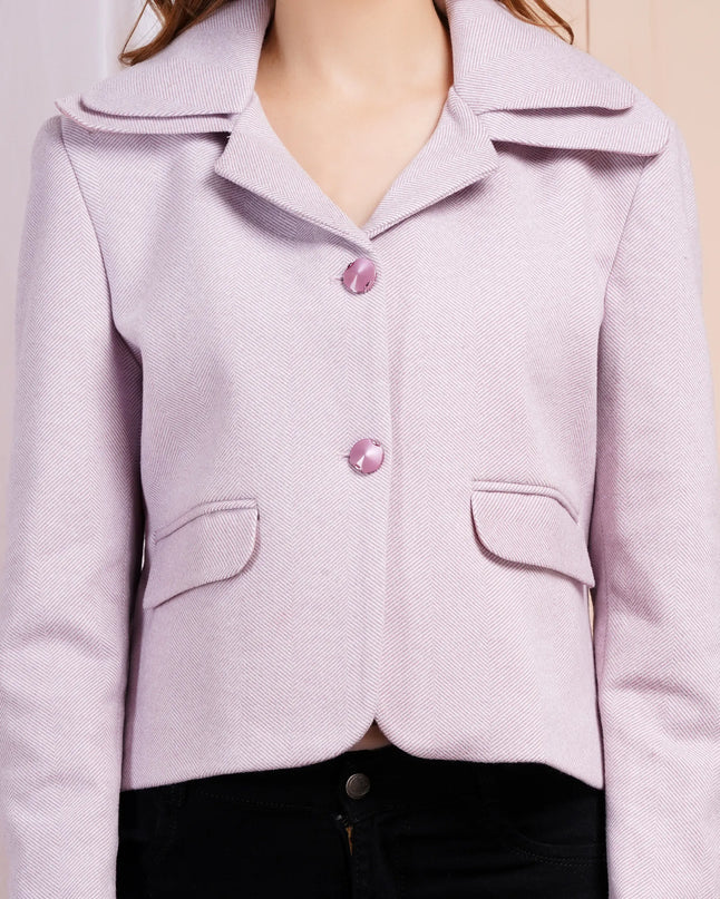 Lavender Herringbone Cropped Jacket