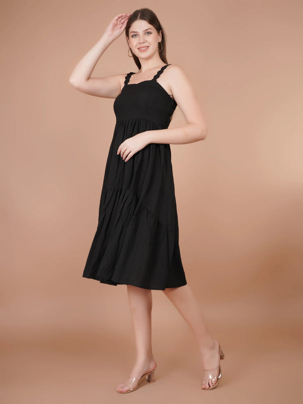 Black Flowy Midi Dress