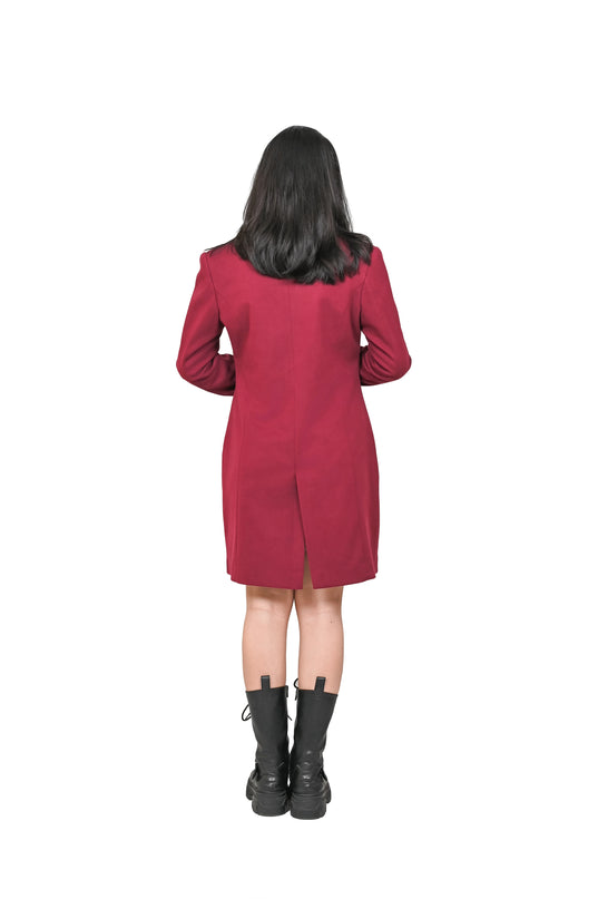 Crimson Velvet Glam Long Coat