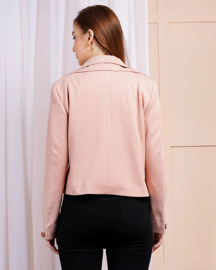 Blush Pink Herringbone Cropped Jacket