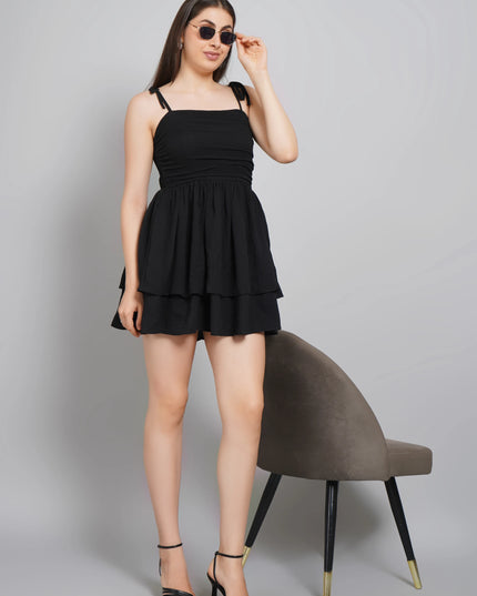 Black Smoked Mini Dress