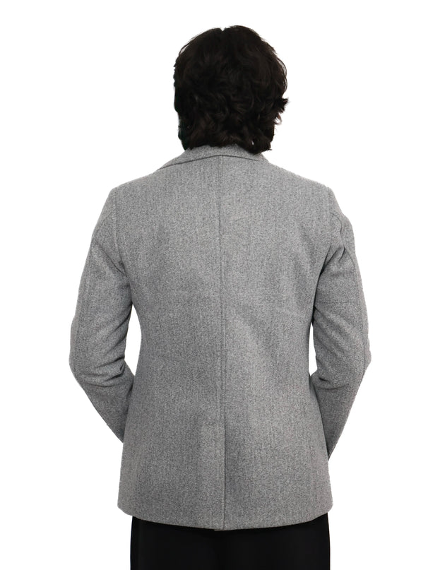 Light Grey Double-Breasted Short Coat