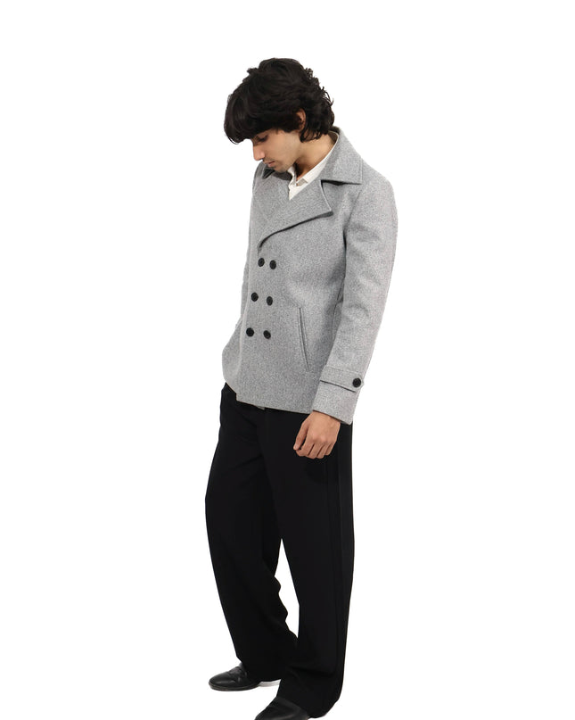 Light Grey Double-Breasted Short Coat MYMASHA