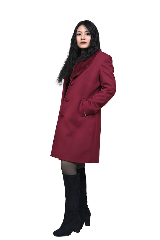 Crimson Velvet Glam Long Coat