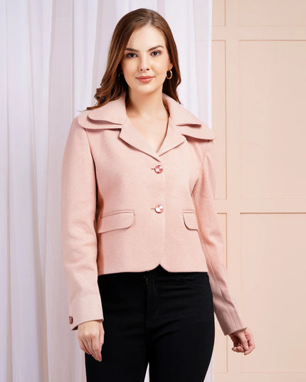 Blush Pink Herringbone Cropped Jacket