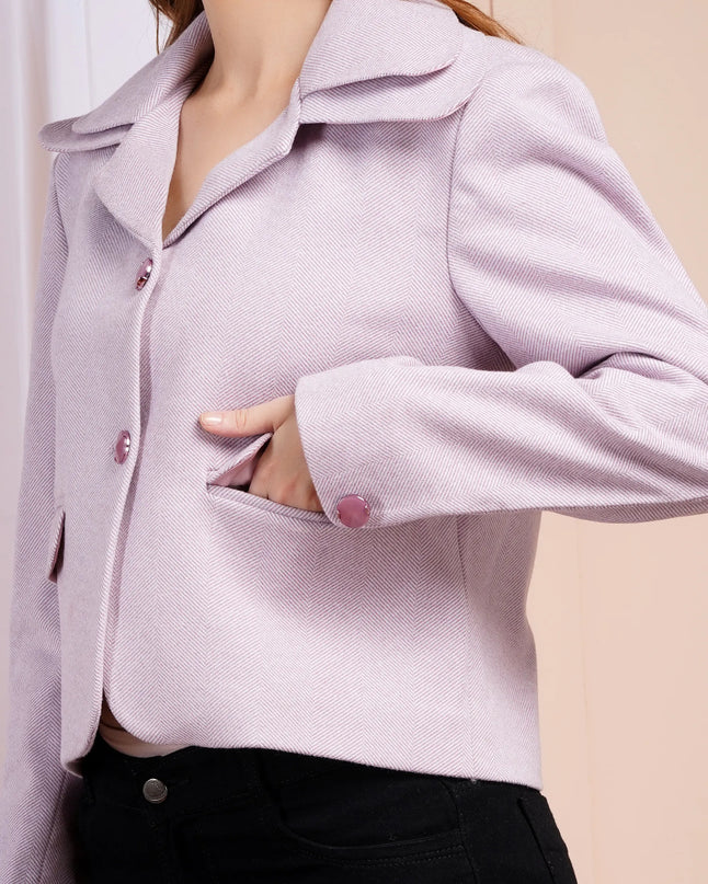 Lavender Herringbone Cropped Jacket