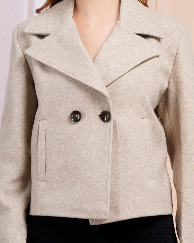 Double-Breasted Cropped Wool Jacket