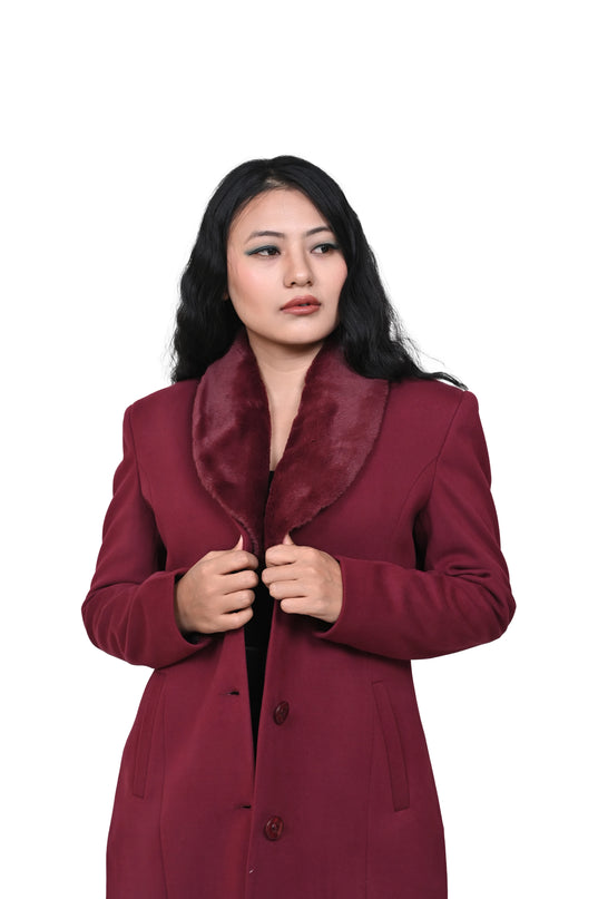 Crimson Velvet Glam Long Coat