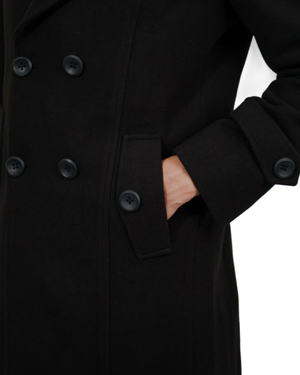 Men’s Black Double-Breasted Overcoat