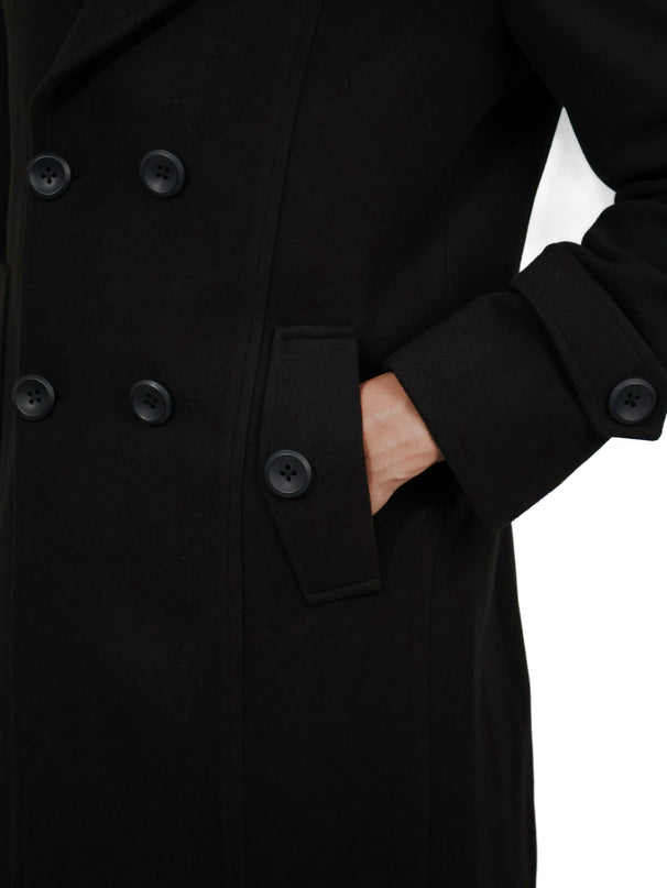 Men’s Black Double-Breasted Overcoat