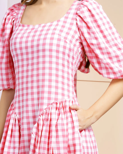 Pink Gigi Check Dress