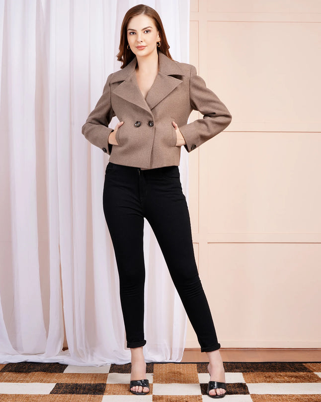 Mocha Brown Wool Crop Jacket