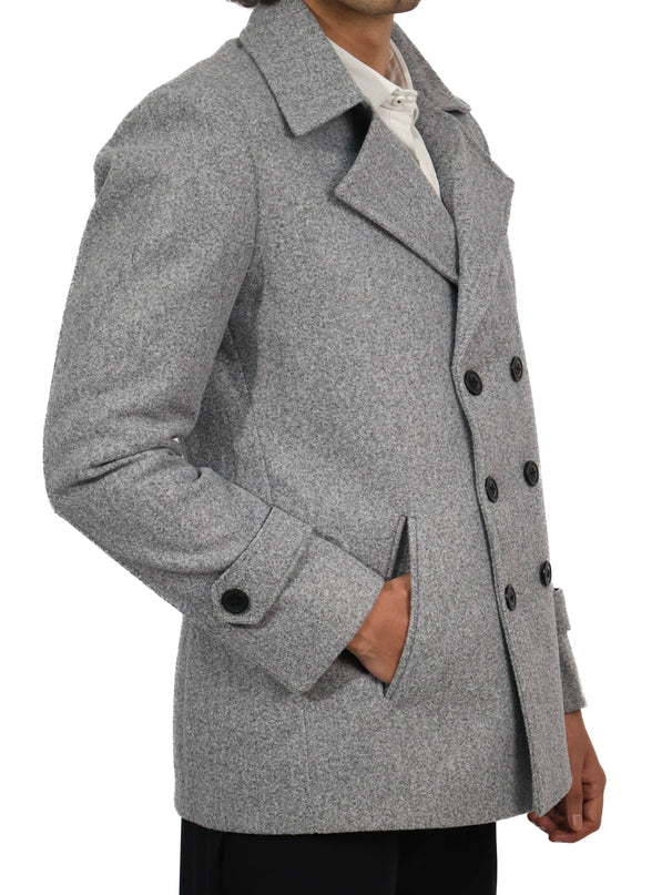 Light Grey Double-Breasted Short Coat