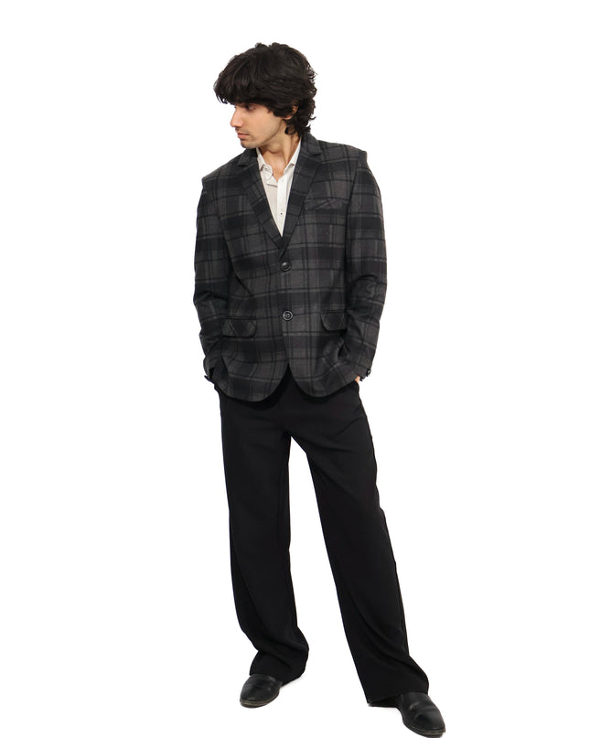 Charcoal Check Two-Button Blazer MYMASHA