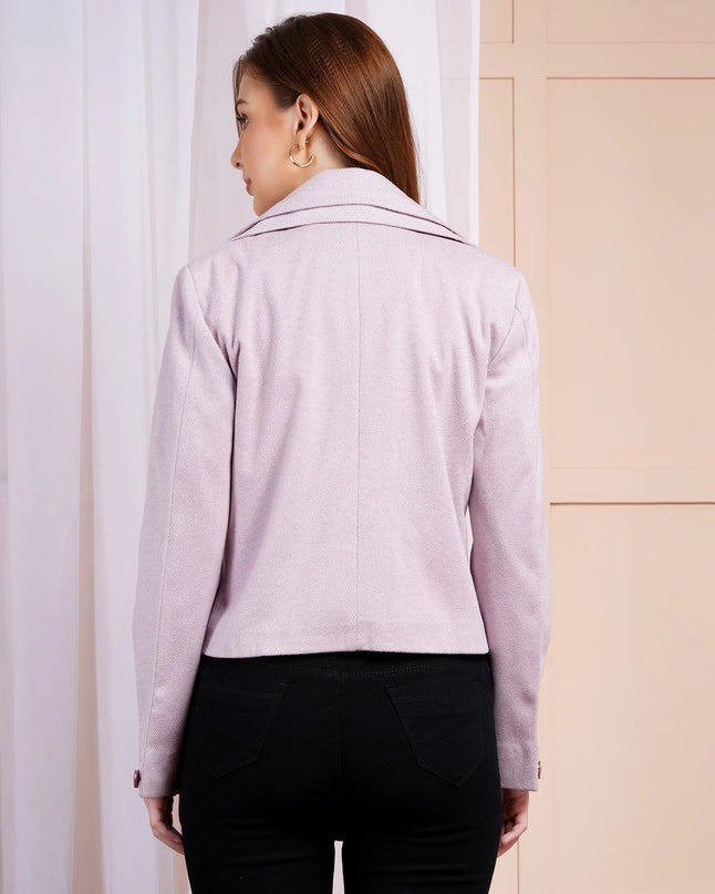 Lavender Herringbone Cropped Jacket