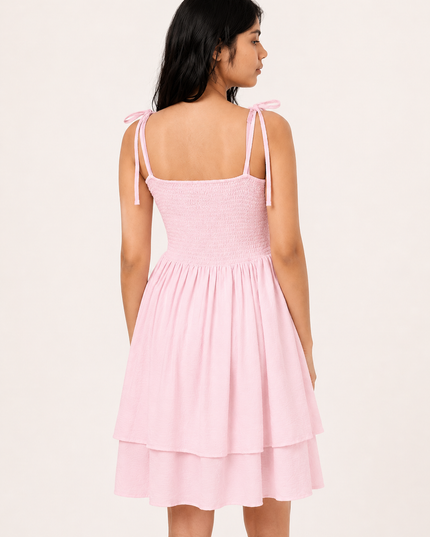Pink Embroidered MIni Dress