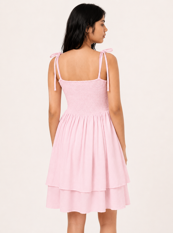 Pink Embroidered MIni Dress